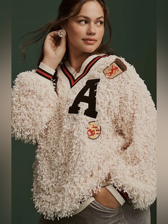 Anthropologie Sweaters - Anthropologie Eva Franco Varsity Pullover Sweatshirt, XL